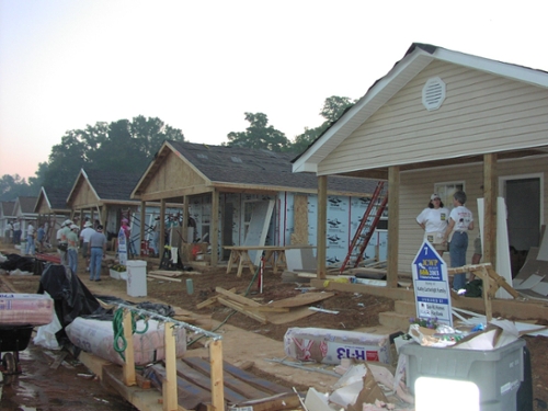 Row of houses under construction